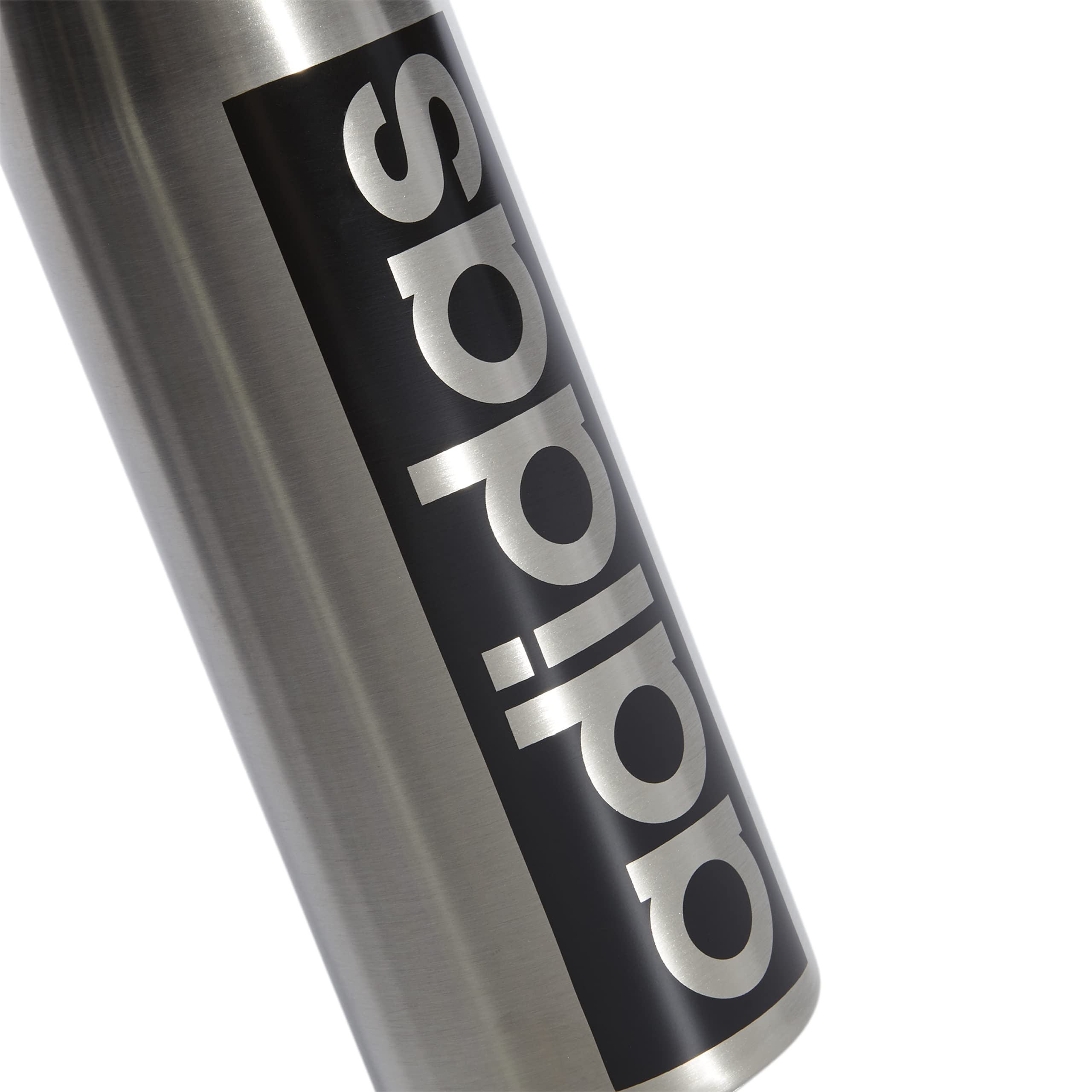 Adidas 600 Ml (20 Oz) Straw Top Metal Water Bottle, Hot/Cold Double-Walled Insulated 18/8 Stainless Steel, Stainless Steel/Black